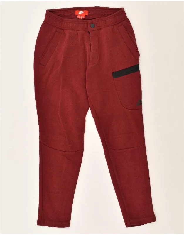 NIKE Womens Tracksuit Trousers UK 10 Small Burgundy Cotton