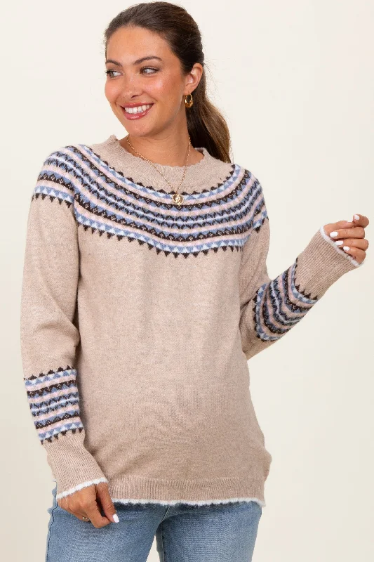 Cream Fair Isle Print Maternity Sweater