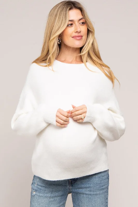 Ivory Bubble Sleeve Maternity Sweater