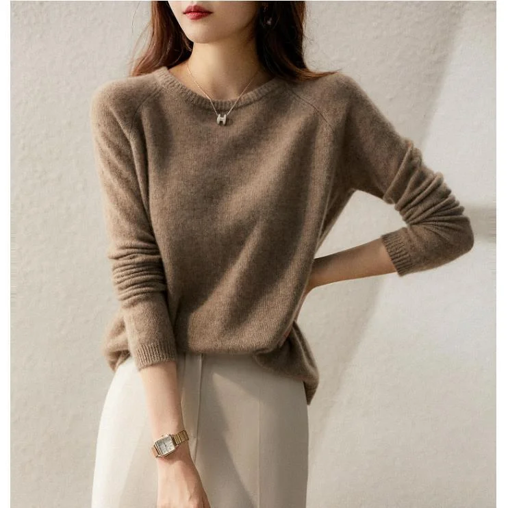 NiDELL Fashionable Sweater Women's . Autumn and Winter New Long Sleeve Sweater round Neck Loose Thin Younger Underwear Blouse Fashion