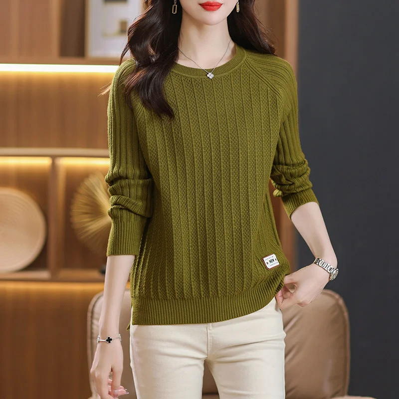 NiDELL In Stock Long-Sleeved Knitted Top for Women . New Fall and Winter Inner Wear Sweater Early Autumn Thick Mom's Bottoming Shirt