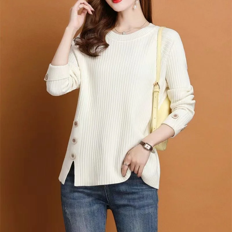 NiDELL Sweater Women's Knitwear . Autumn and Winter New round Neck Fashionable Stylish Loose and Elegant Style Bottoming Shirt All-Matching Top