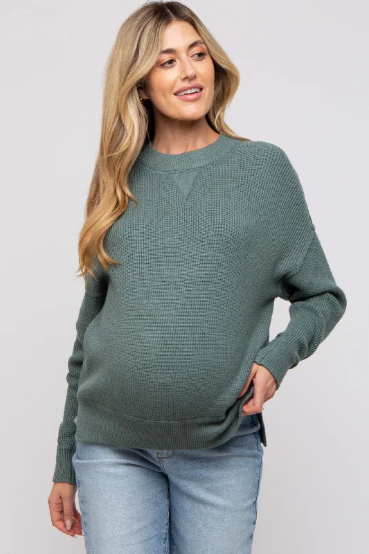 Sage Knit Side Slit Maternity Sweater