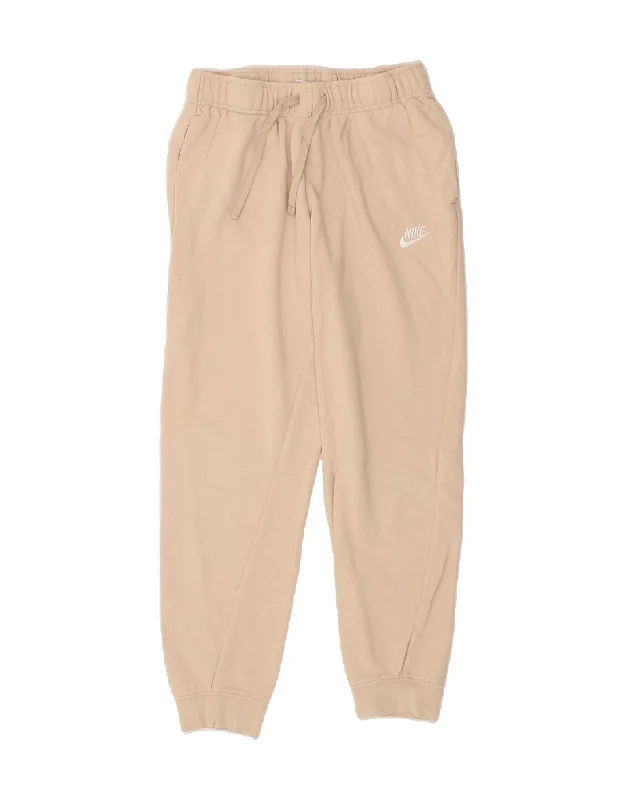 NIKE Womens Tracksuit Trousers Joggers UK 10 Small  Beige Cotton