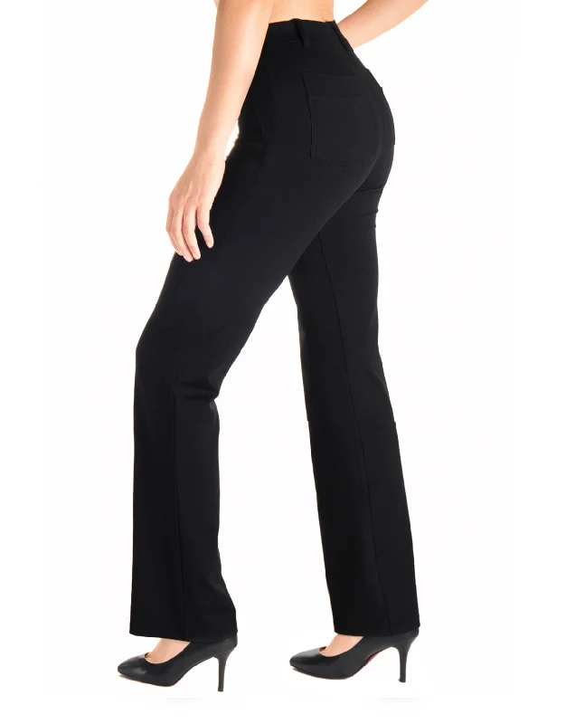 Flare Yoga Dress Pants, Back Pockets (Black)