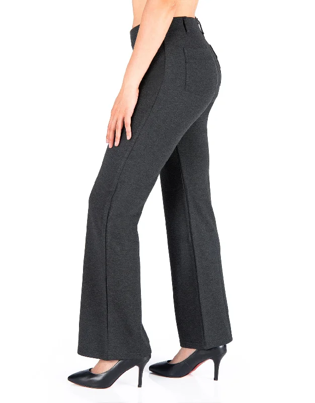 Flare Yoga Dress Pants, Back Pockets (Charcoal)