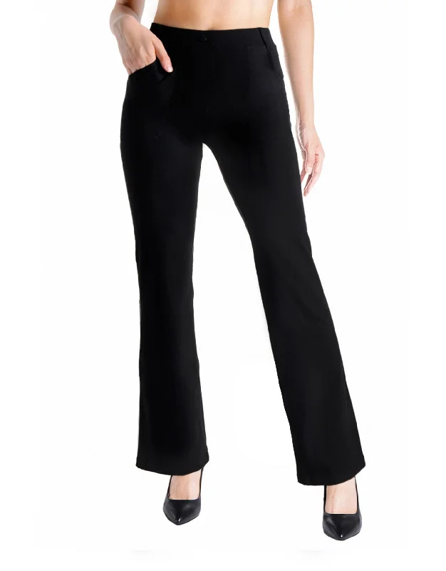 Flare Yoga Dress Pants, 4 Pockets (Black)