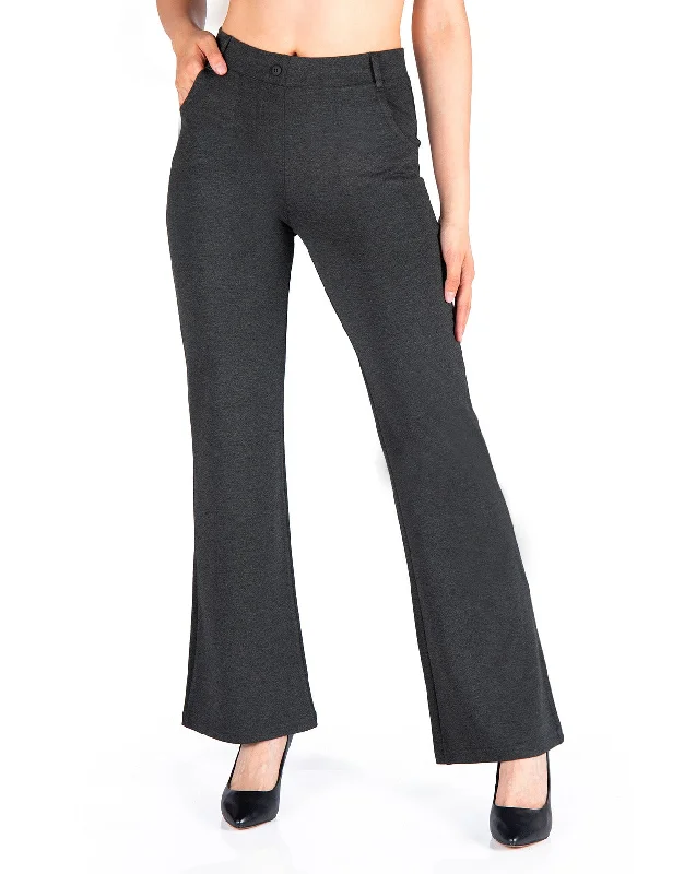 Flare Yoga Dress Pants, 4 Pockets (Charcoal)