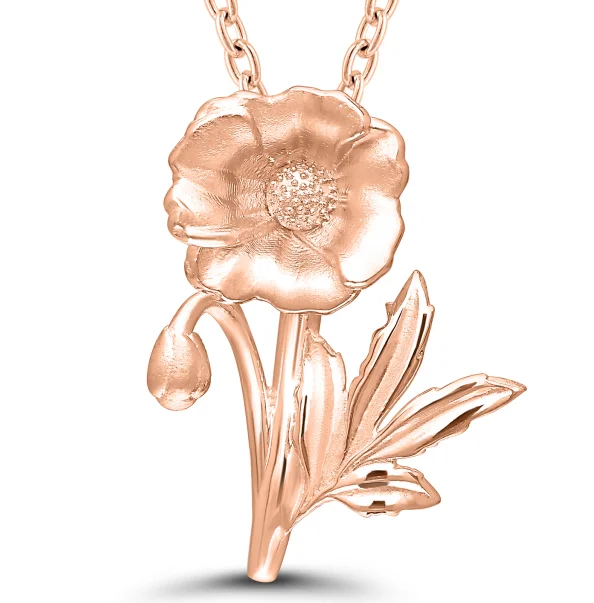 Luxury Jewelry Sale – Elegant Styles At Unbeatable Prices Bremer Jewelry 925 Rose Sterling Silver/Gold Plated August Birth Flower "Poppy" Flower Necklace