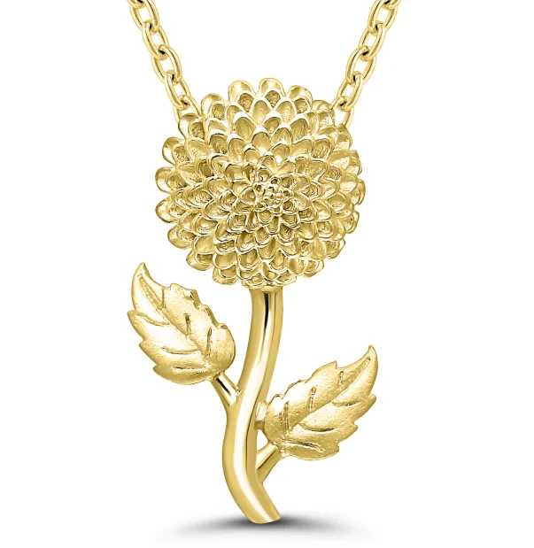 Best-Selling Jewelry Now Available At Special Deals Bremer Jewelry 925 Yellow Sterling Silver/Gold Plated November Birth Flower "Chrysanthemum" Necklace