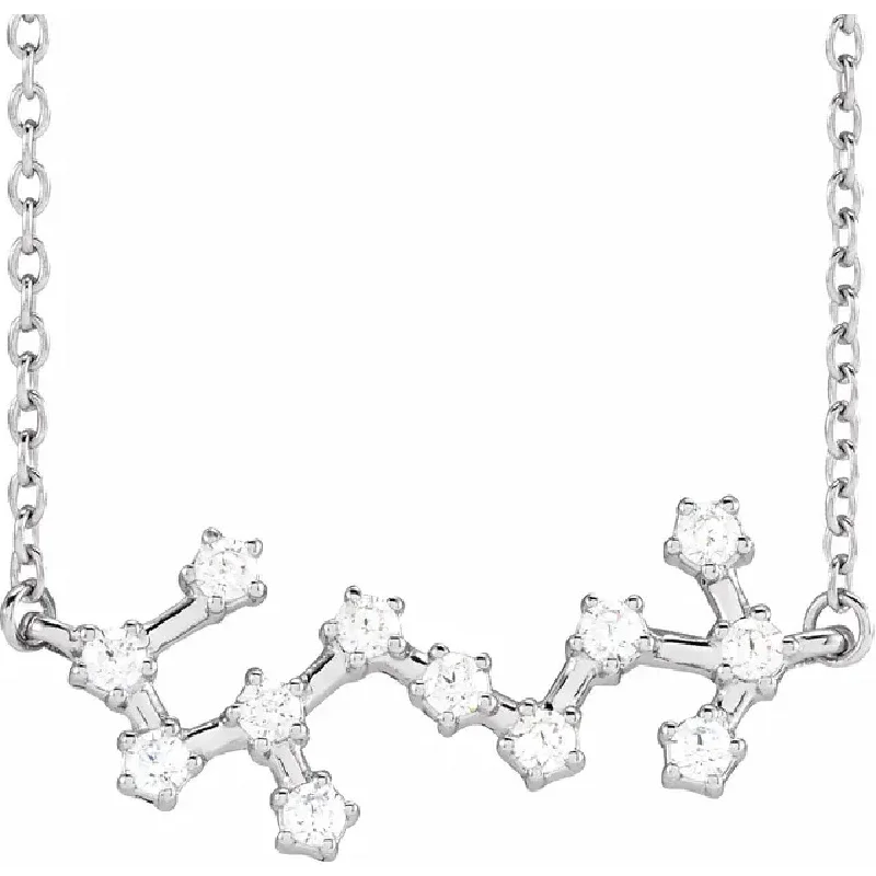 Affordable Luxury Jewelry For Every Occasion Bremer Jewelry My Brightest Star 14K White Gold 1/4ctw Diamond Scorpio Pendant with a 14K White Gold Cable Link Necklace (0.25ctw)