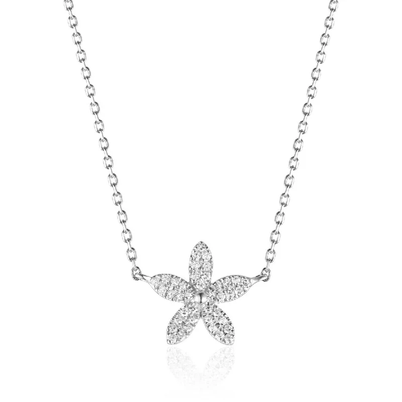 Discounted Luxury Jewelry – Shine Without The Splurge Diamond Flower 14K Gold Necklace