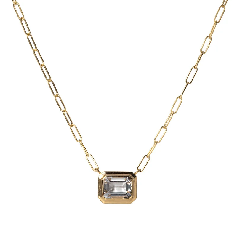 Luxury Jewelry At Unbeatable Discounts Goshwara Emerald-Cut Rock Crystal 18K Gold Pendant Necklace