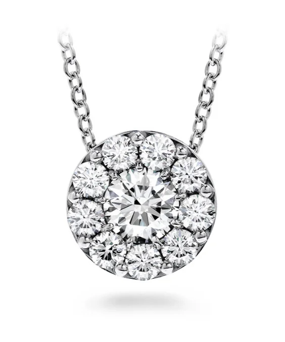 Special Deals On Handcrafted And Designer Jewelry Hearts On Fire 18K White Gold Round Shape Diamond Cluster Fulfillment Pendant (.25ctw)