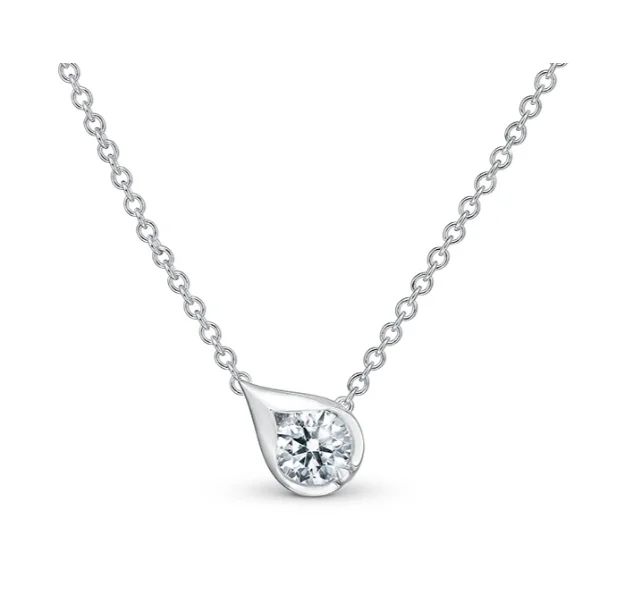 Holiday Jewelry Sale – Perfect Gifts At The Best Prices Hearts On Fire 18K White Gold Round Shape Diamond Solitaire LU Droplet Necklace (.33ctw)