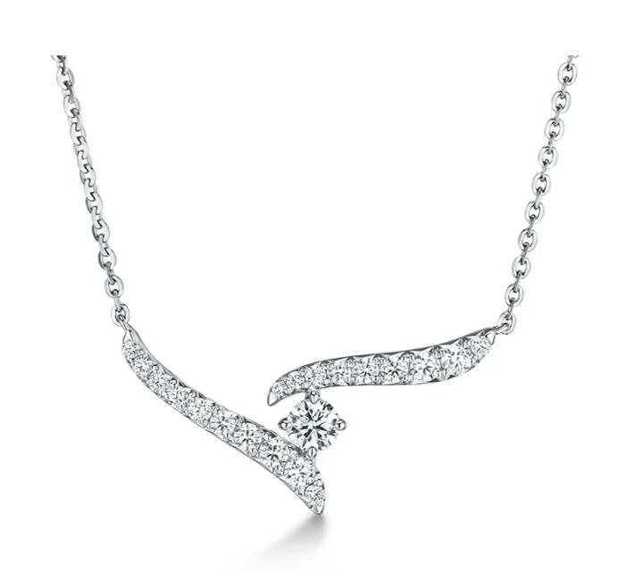 Shop Dazzling Jewelry At The Best Prices Hearts On Fire 18K White Gold Round Vela Crossover Diamond Pendant (0.30ctw)