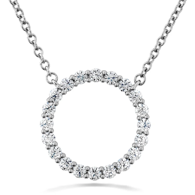 Limited-Time Offer On Elegant Jewelry Pieces Hearts On Fire Signature Circle 18K White Gold Round Shape Diamond Circle Pendant Medium (0.36ctw)