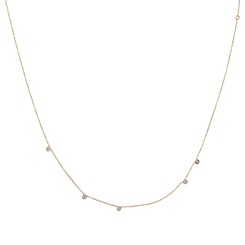 Exclusive Jewelry Offers – Shine For Less Stellar Five Star Assymetric 18K Gold Necklace w. Diamonds