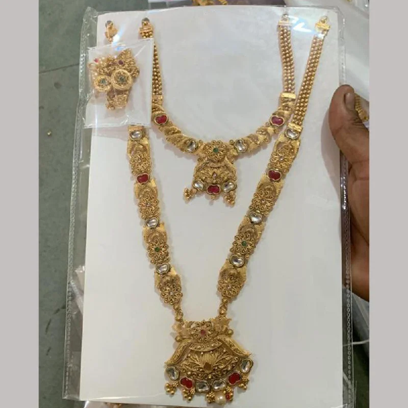Once-A-Year Jewelry Sale – Grab Your Favorites Now Anjali Jewellery Gold Plated Kundan Stone Double Necklace Set
