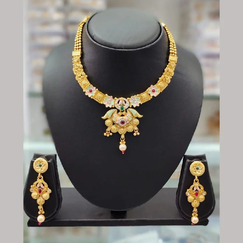 Flash Sale On Exquisite Jewelry – Don't Miss Out Anjali Jewellery Gold Plated Pota Stone Meenakari Necklace Set