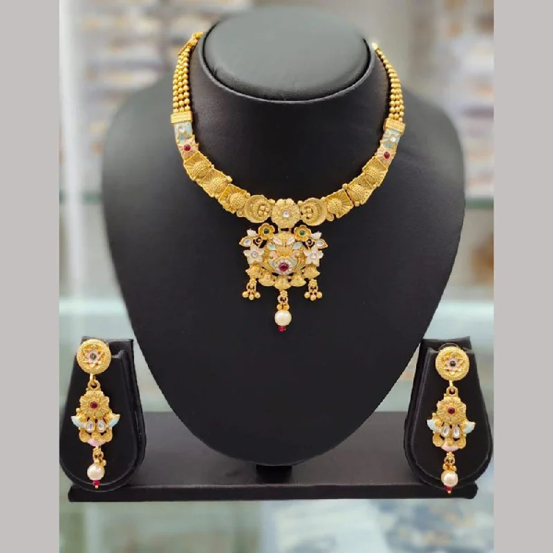 Buy More, Save More On Stunning Jewelry Pieces Anjali Jewellery Gold Plated Pota Stone Meenakari Necklace Set
