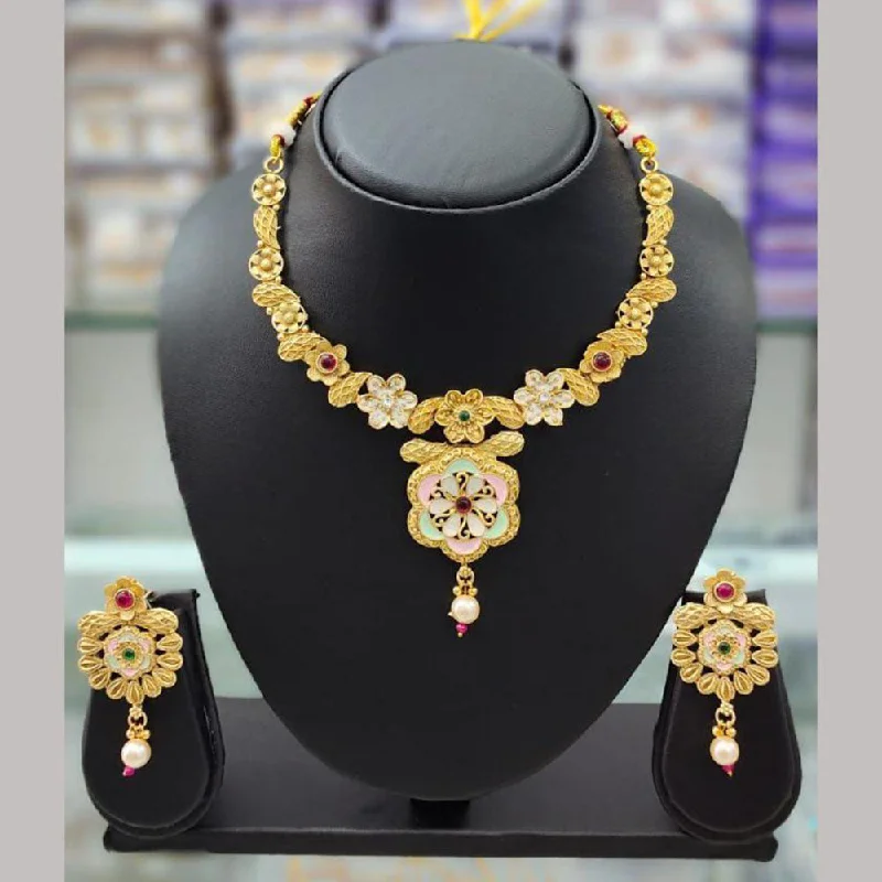 Seasonal Jewelry Sale – Upgrade Your Collection Anjali Jewellery Gold Plated Pota Stone Meenakari Necklace Set