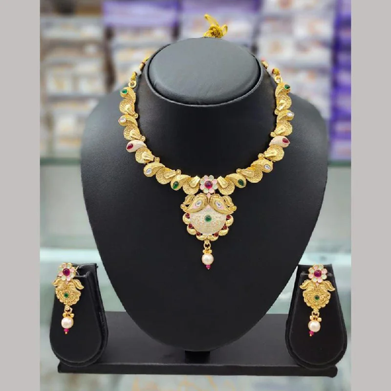 Luxury Jewelry Now At Special Promotional Rates Anjali Jewellery Gold Plated Pota Stone Meenakari Necklace Set