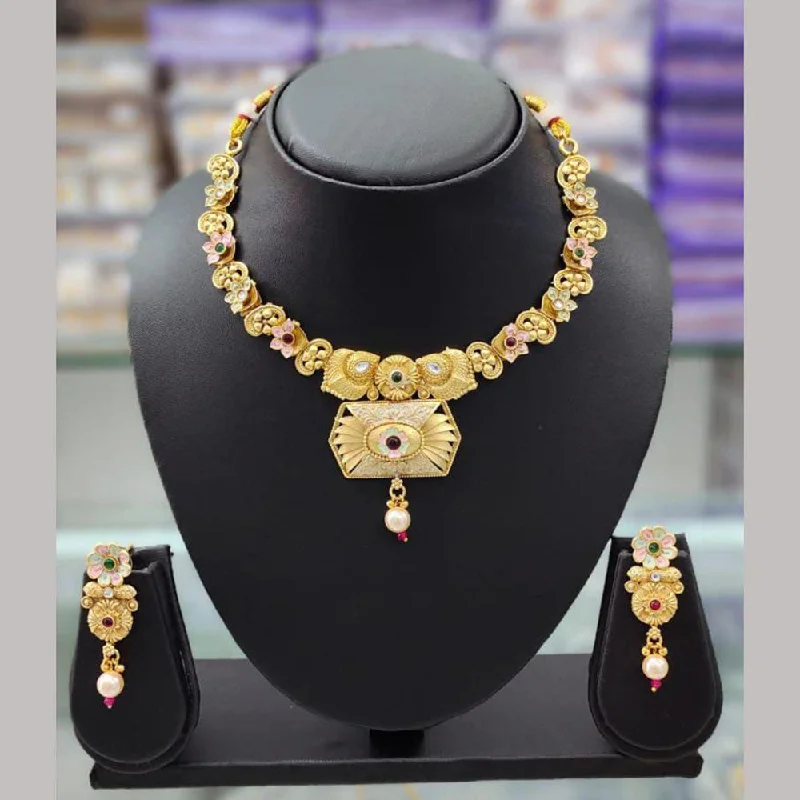 Exclusive Jewelry Sale – Limited-Time Discounts Anjali Jewellery Gold Plated Pota Stone Meenakari Necklace Set