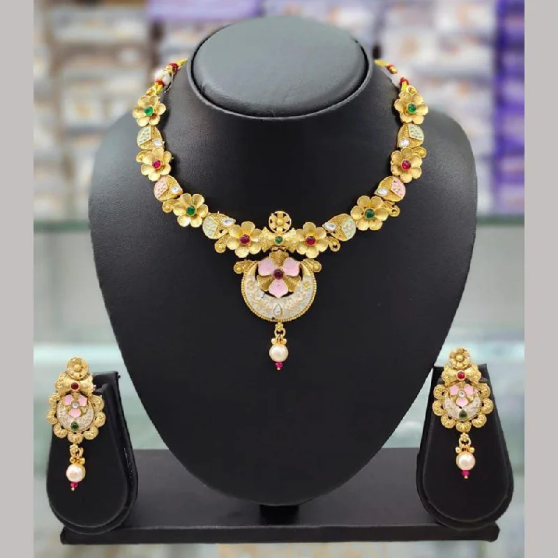 Versatile Layering Jewelry For Effortless Chic Anjali Jewellery Gold Plated Pota Stone Meenakari Necklace Set