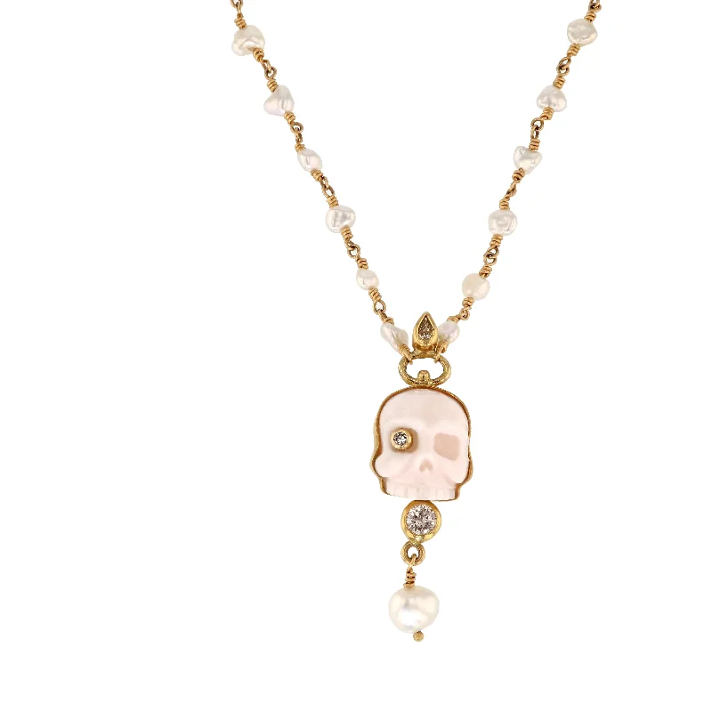 Seasonal Jewelry Deals – Elevate Your Style Memento Mori 18K & 22K Gold Necklace w. Diamonds & Pearls