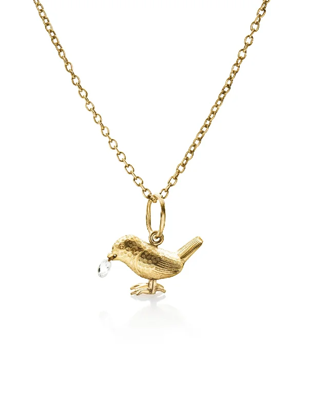 Shine Without Limits – Jewelry Sale Happening Now Drop Bird 18K Gold Necklace w. Diamonds