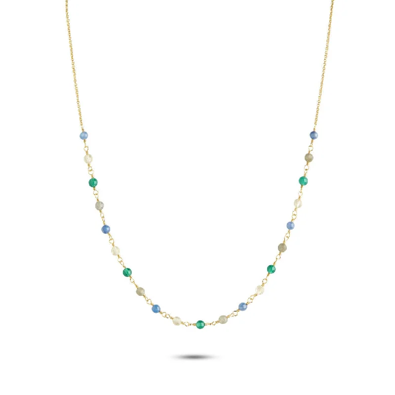 Stunning Jewelry Pieces At The Lowest Prices Ever Gem Candy Confidence 18K Gold Plated Necklace w. Kyanite, Laboradorite, Agate & Citrin