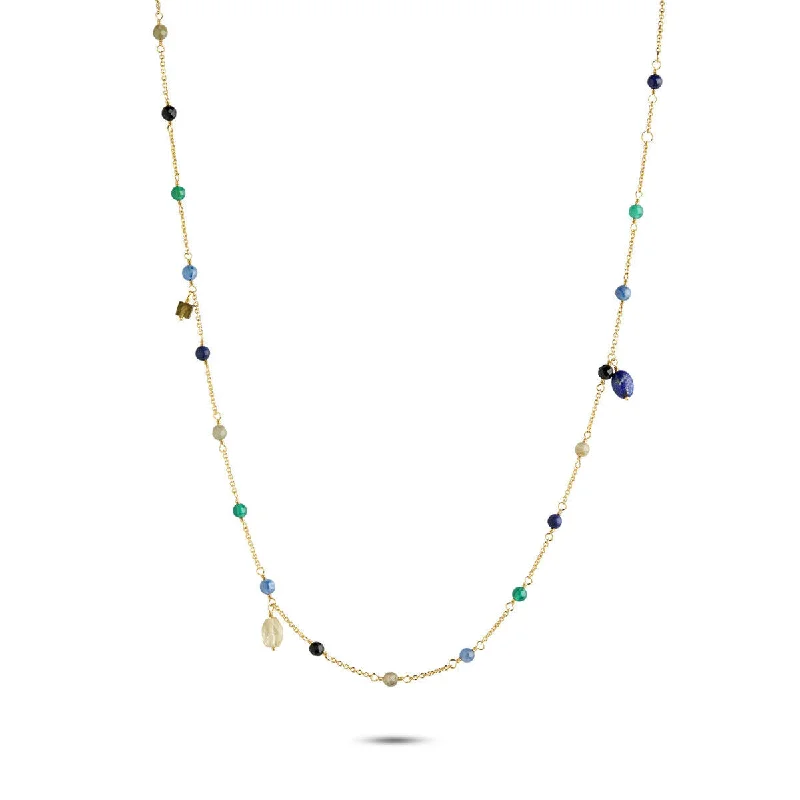 Breathtaking Jewelry At Limited-Time Savings Gem Candy Confidence Petit 18K Gold Plated Necklace w. Laboradorite, Agate, Citrin, Kyanite & Lapis