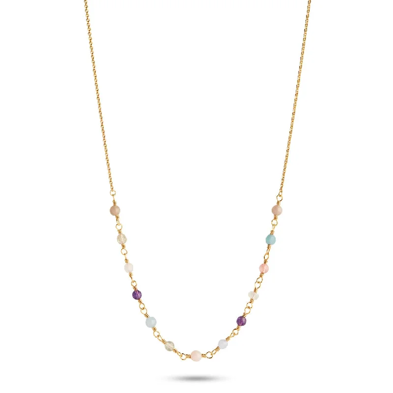 Jewelry Flash Sale – Stylish Designs At Unbeatable Rates Mixed coloured Gemstones 18K Gold Plated Necklace