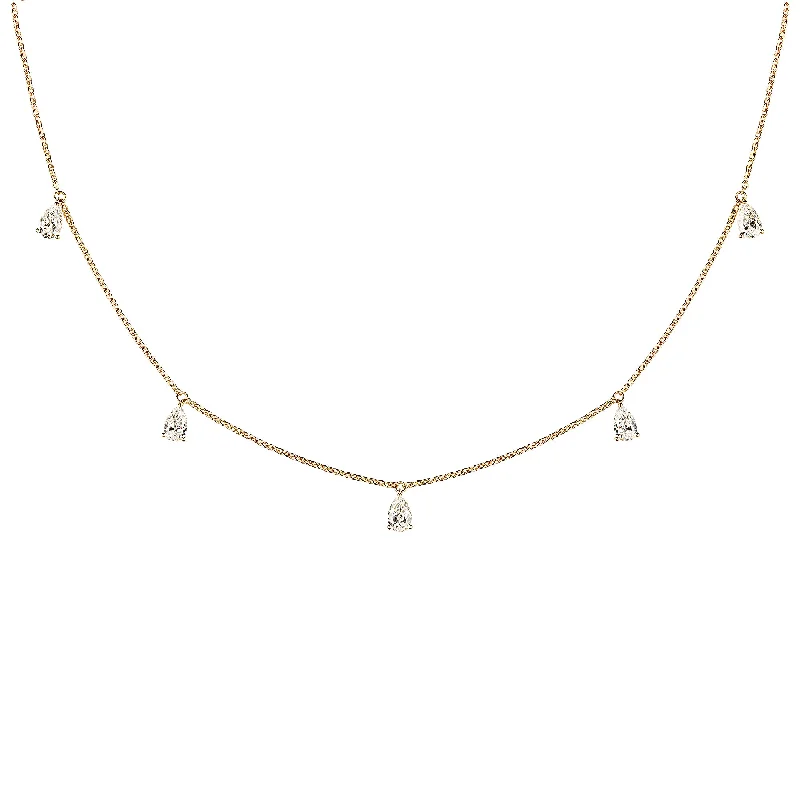 Jewelry Sale Alert – Shop Timeless Elegance Today Mini Choker small Drops 18K Gold Necklace w. Diamonds