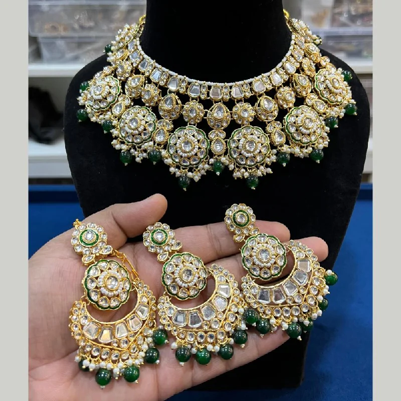 Shop High-Quality Jewelry At Jaw-Dropping Discounts Hira Collections Gold Plated Kundan Stone And Pearls Choker Necklace Set