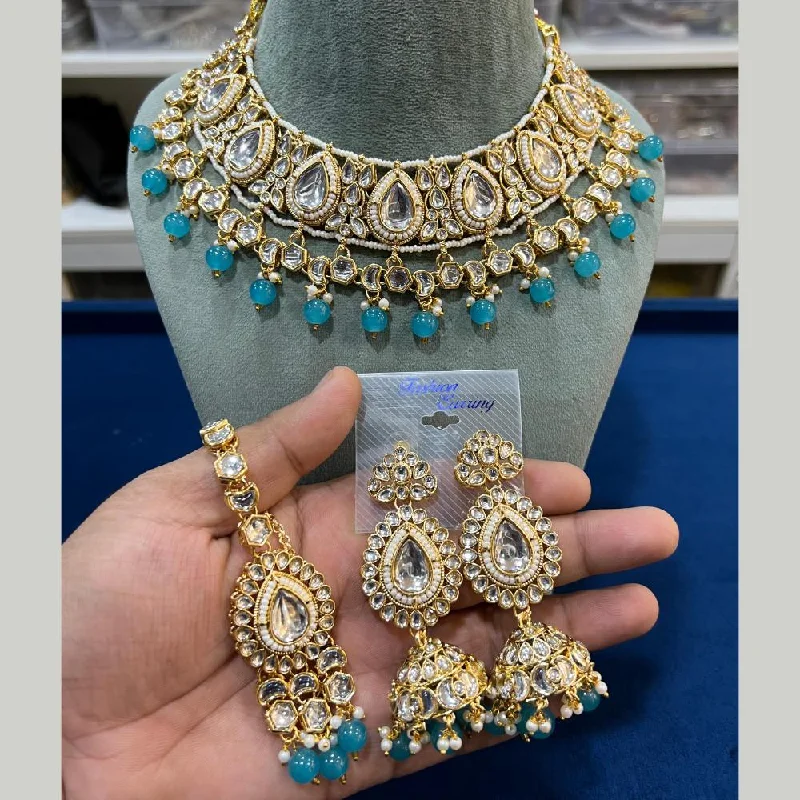 Timeless Elegance Now At Special Discounts Hira Collections Gold Plated Kundan Stone And Pearls Choker Necklace Set