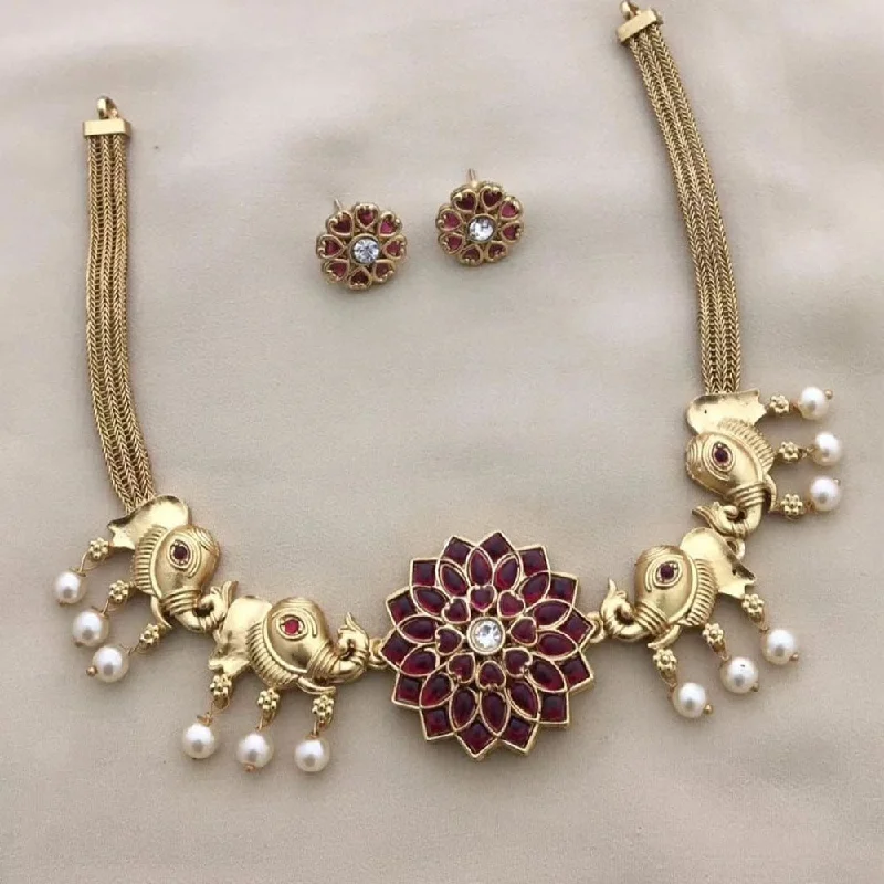 Upgrade Your Jewelry Collection For Less Joyful Jewel Art Matte Gold Plated Pota Stone Elephant Necklace Set