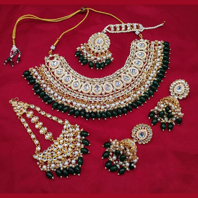 Timeless Elegance, Temporary Discounts – Act Fast Lucentarts Jewellery Gold Plated Kundan Stone And Pearls Choker Necklace Set