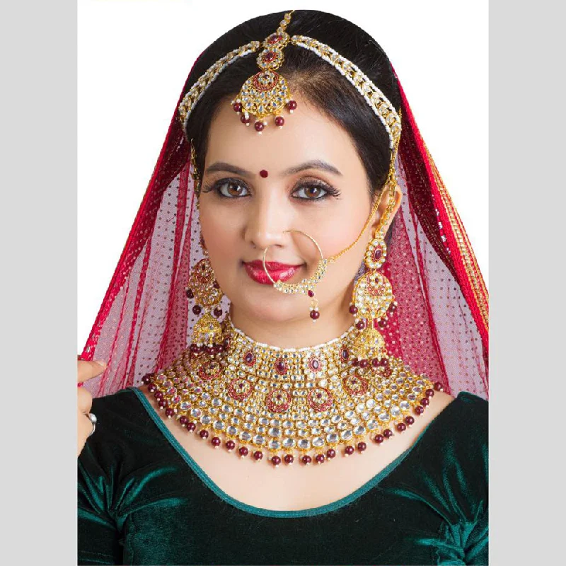 High-End Sparkle, Low-End Prices – Jewelry Sale Live Neetu Art Gold Plated Kundan Stone And Beads Semi Bridal Necklace Set
