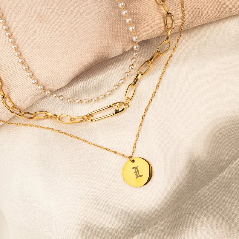 Limited Stock On Premium Jewelry At Low Prices Round Initial Paper Clip Necklace Set