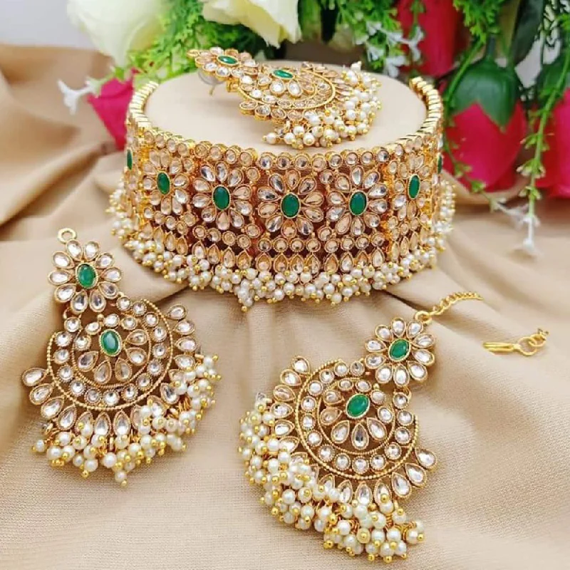 Flash Sale On Stunning Jewelry – Don't Miss Out Sai Fashion Gold Plated Crystal Stone And Pearls Choker Necklace Set