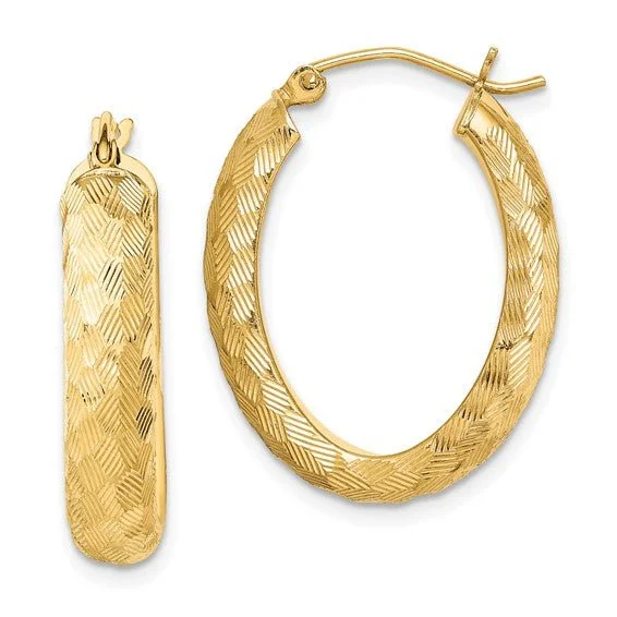 Grab Your Dream Jewelry At The Lowest Prices YGP Sterling 5mm Oval Textured Hoop Earrings