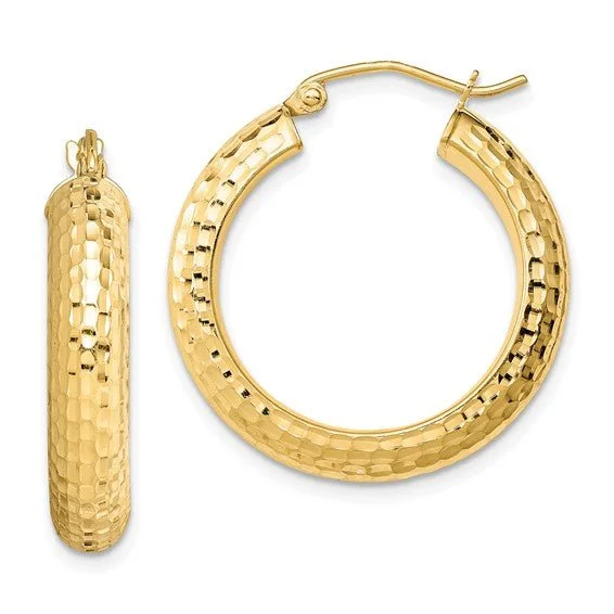 Unique Jewelry Designs Now At Discounted Rates YGP Sterling 5x25mm Dia Cut Hoop Earrings