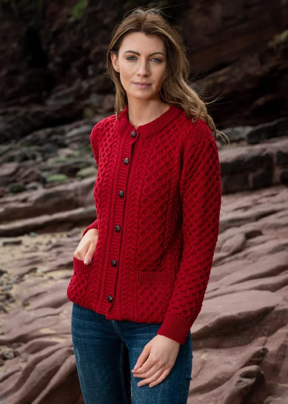 Aran Lumber Cardigan | Red