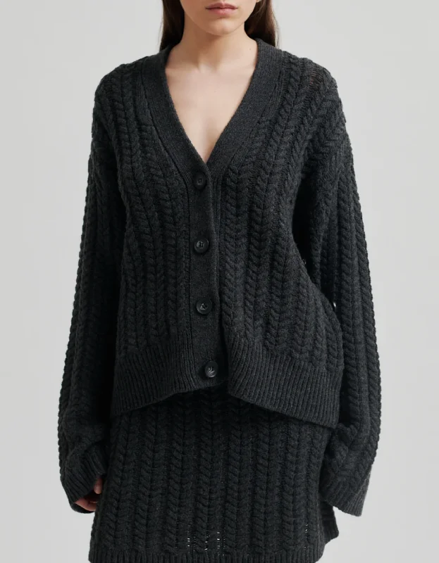 Casabel Cardigan in Dark Grey Melange