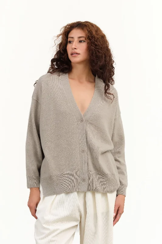 Cashmere Cardigan in Beige