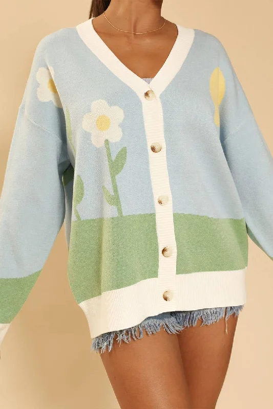 Flower Field Oversized Knit Cardigan