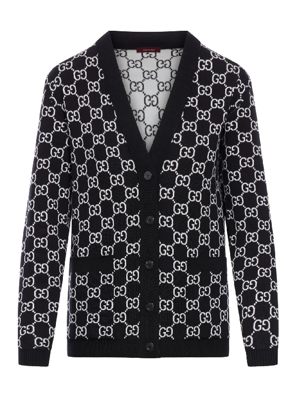 REVERSIBLE CARDIGAN IN WOOL JACQUARD GG