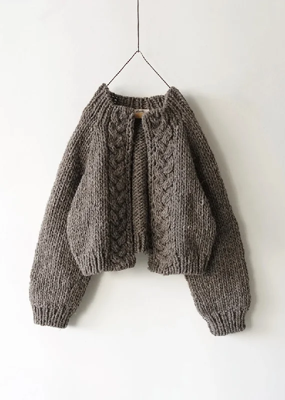 Ichi Antiquites - Peru Hand Knit Open Cardigan in Mocha